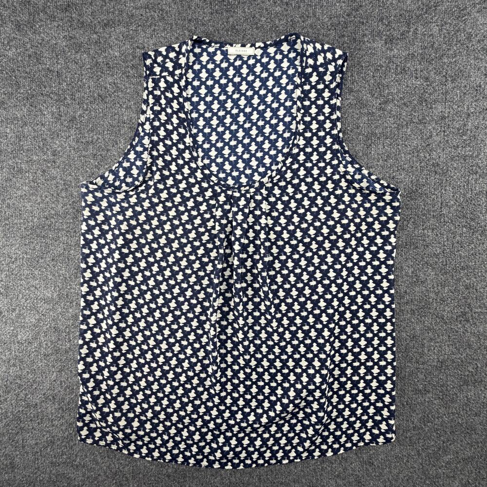 Pleione Tank Top Womens XL Blue Geometric Scoop Neck Sleeveless Tunic Blouse